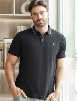 Футболка-поло из фактурного трикотажа VILATTE