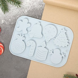 Форма для шоколада Доляна Новый год, силикон, 18.5?12.8?0.5 см, 8 ячеек, серая