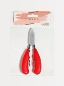 Кусачки педикюрные, с пластиковой ручкой, изогнутое лезвие, 13 см, длина лезвия-17 мм, серебристые, красные