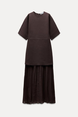 PLEATED KNIT DRESS WITH CONTRAST DETAIL - Zara фото 4