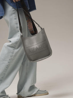 Сумка кожаная кросс-боди Azaro 30996 силвер/клетка