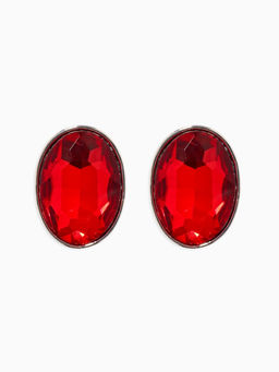 Клипсы Вечеринка овалы, цвет красный в серебре