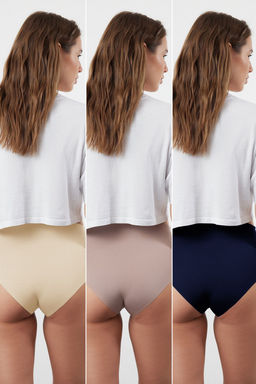 TRENDYOLMILLA Siyah-Cok Renkli 3lu Micro Dikissiz/Iz Yapmaz Lazer Kesim Hipster Orme Kulot THMSS24KU00042  фото 12