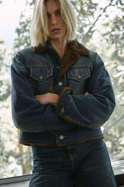 DENIM JACKET WITH FAUX FUR ZW COLLECTION