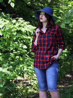 Рубашка в красную клетку женская - Almond фото 2