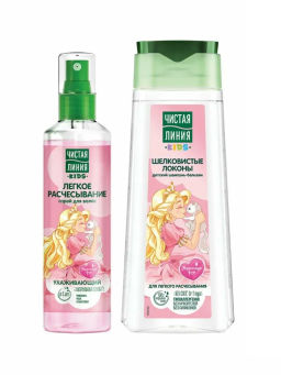 ЧИСТ.ЛИНИЯ набор "Шелковые локоны" (шампунь 240мл+спрей д/волос 160мл) 2024