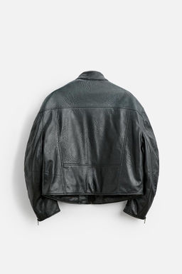 SPRAY EFFECT LEATHER BIKER JACKET - Zara фото 7
