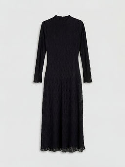 Dik Yaka A Kesim Dantelli Elbise