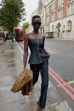 CONTRAST TOPSTITCH TROUSERS