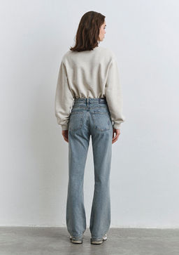 Jane Classic Denim Puslu Ac?k Mavi Jean Pantolon  фото 6