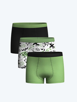 Bask?l? Erkek ?ocuk Boxer 3l?