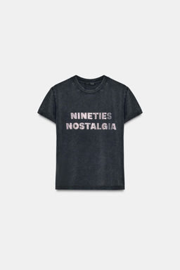 WASHED SLOGAN T-SHIRT - Zara фото 6
