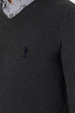 U. S. Polo Assn Мужской базовый свитер антрацитового меланжа - U.s. polo assn фото 14