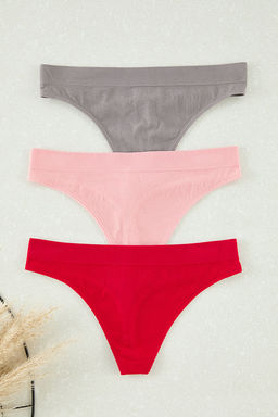 Trendyolmilla Siyah-Beyaz-Mavi 3lu Paket Seamless/Dikissiz Tanga Orme Kulot THMAW25KU00021