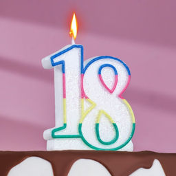 Цена за 3 шт. Свеча для торта «Цифра 18», 7.5 см