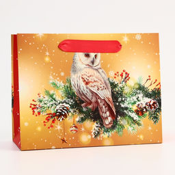 Пакет подарочный новогодний ламинированный «Совушка», 23×17.8×9.8 см