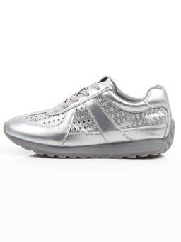 03-A155-11A GREY/SILVER Кроссовки летние женские (натуральная кожа)
