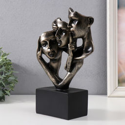 Фигурка полистоун «Бюсты: не вижу, не слышу, не скажу», бронза, 26×18×7.5 см