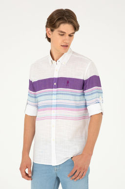 Мужская фиолетовая рубашка с длинным рукавом Неожиданная скидка в корзине - U.s. polo assn фото 3