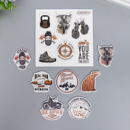 Набор для скрапбукинга "Брутальность" чипборд 10х10 см + декор 7 шт