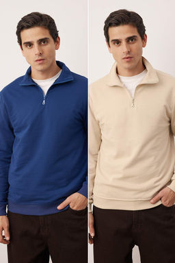 Siyah-Kar Melanj 2li Paket Regular/Normal Kesim Ici Polar/S?cak Tutan Sweatshirt TMNAW25SW00205 - Trendyolmilla фото 8