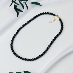 Бусы из камня черный Турмалин "Шерл"