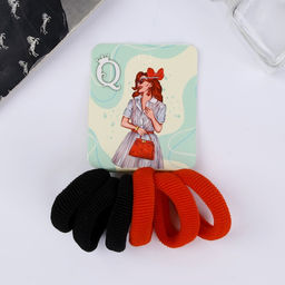 Цена за 8 шт. Резинки для волос «Кокетка», набор 6 шт., гламур, 4 см, красные, чёрные