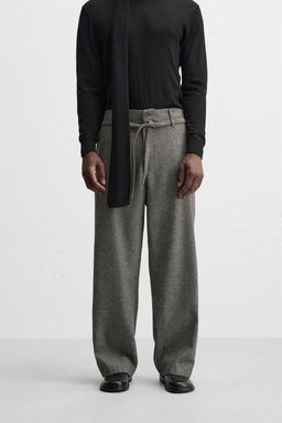 HERRINGBONE BELTED TROUSERS - Zara фото 2