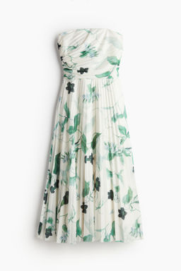 Vestido bandeau plisado