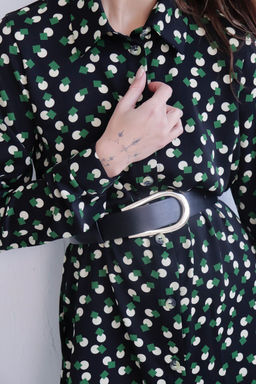 11128 Платье-рубашка удлинённое чёрное с принтом - Martichelli фото 10