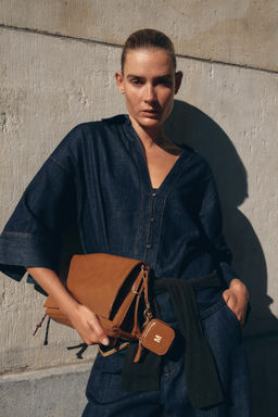WIDE-LEG DENIM-EFFECT TROUSERS