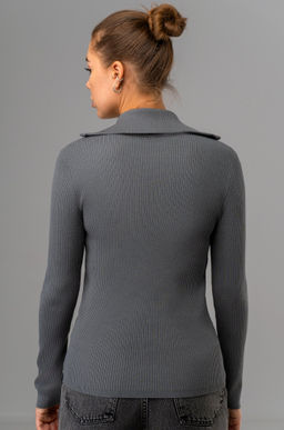 Женский джемпер в рубчик с воротником на молнии Happyfox - Happy fox фото 4