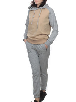 NOE103 BEIGE/GRAY Костюм спортивный женский (хлопок 90%, полиэстер 10%) - Fashion фото 4
