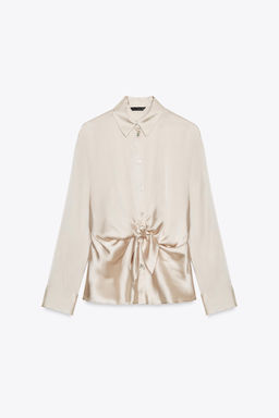 SATIN SHIRT WITH KNOT - Zara фото 6