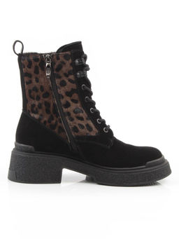 01-DMD-D269 BLACK/LEOPARD Ботинки демисезонные женские (натуральная кожа, байка)