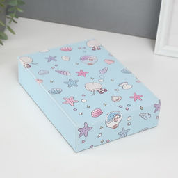 Шкатулка для украшений «Панда и ракушки», с зеркалом, искусственная кожа, голубая, 15×21.5×5.5 см