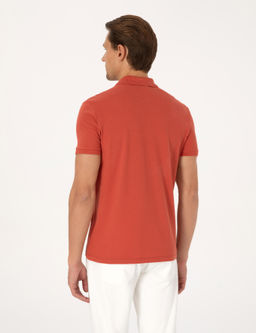 Kiremit Slim Fit %100 Pamuk K_vr_lmaz Polo Yaka Basic Ti__rt