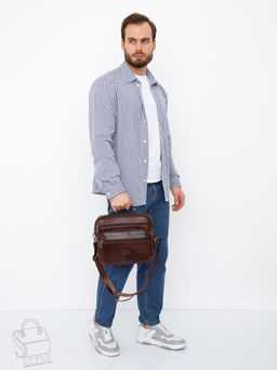 Сумка мужская кожаная 608M brown Fuzhiniao