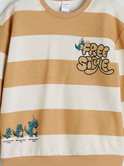 Bisiklet Yaka Bask?l? Erkek ?ocuk Sweatshirt