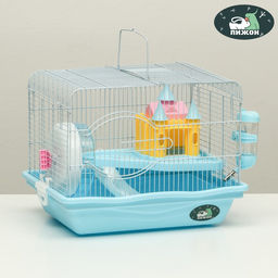 Клетка для грызунов Пижон, укомплектованная с замком, 37 х 27 х 30 см, голубая