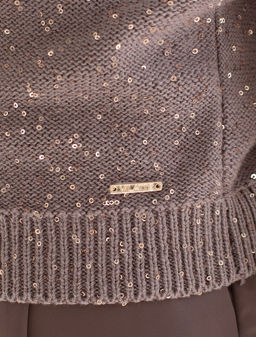 Джемпер поло с застежкой на пуговицы из хлопковой пряжи с пайетками - Vilatte фото 4