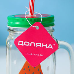 Банка стеклянная с крышкой и трубочкой Доляна Фреш, 450 мл, 11713 см, рисунок МИКС  фото 5