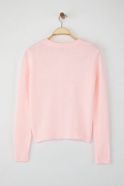 Teen Pembe Yumusak Dokulu Kalp Dugmeli Triko H?rka TWOAW26HI00174 - Trendyolmilla фото 6