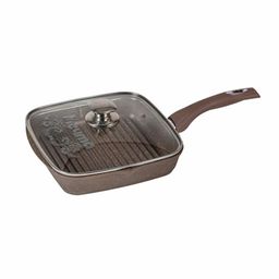 Сковорода-гриль квадр.26*26 АП Гранит brown с несъемной ручкой и стекл. крышкой арт.с66806 /Мечта/