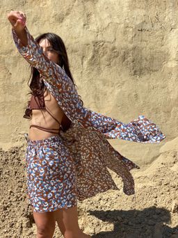 6885 Костюм из кимоно и шорт коричнево-голубой - Martichelli фото 11