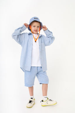 Рубашка-хенли Лен, голубой меланж - Inzibe фото 49