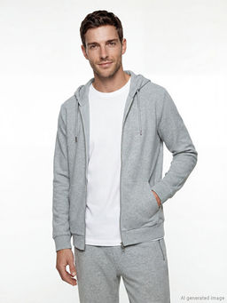 Kap??onlu Erkek Fermuarl? Sweatshirt