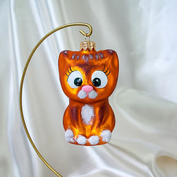 Елочная игрушка фигурка стеклянная Киса-5 6,3х5,4х10,5см, ручная художественная роспись, подарочная упаковка (Россия) - Домашняя мода фото 4