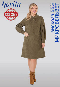 NOVITA Платье 1374 из эластичного микровельвета (Вискоза 55%)  фото 33