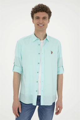 Мужская базовая рубашка зеленого цвета с длинным рукавом Неожиданная скидка в корзине - U.s. polo assn фото 3